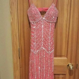 Von Maur Beaded Coral Prom Dress